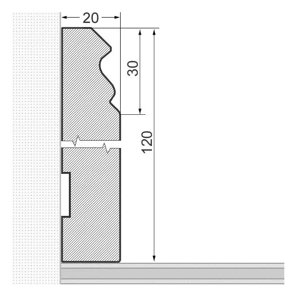 Skirting board Berlin profile 120mm - Oiled cherry