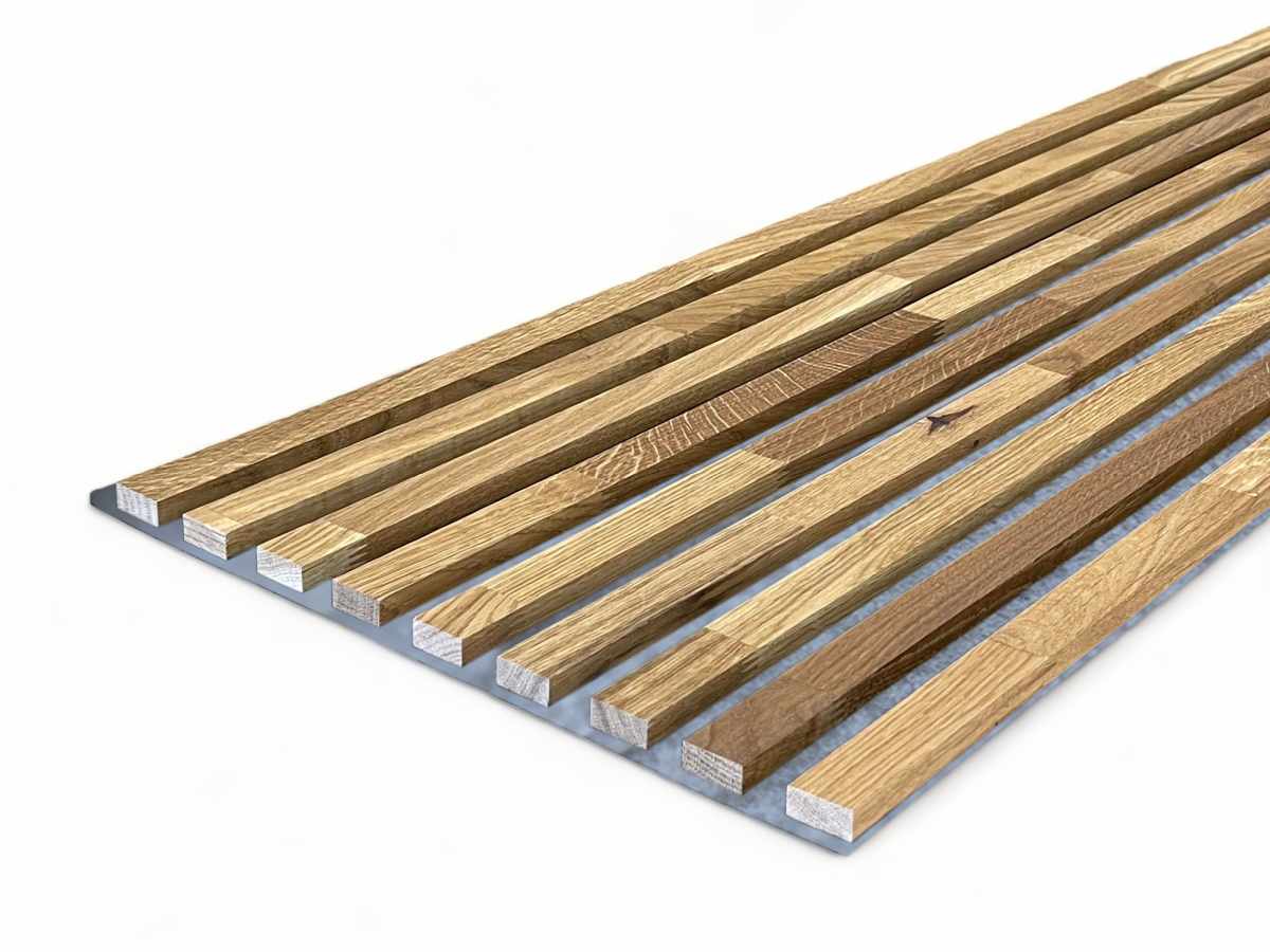 Solid Wood Acoustic Panel Grey 2600 x 400 mm Oak natural - oiled
