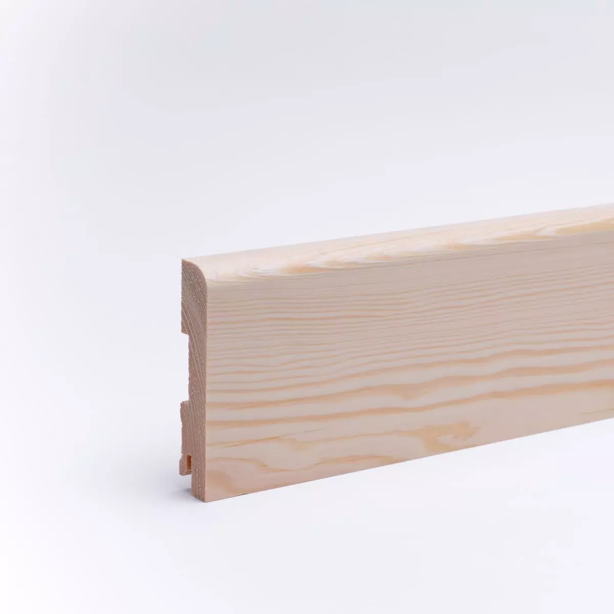 Solid wood skirting 100mm with rounded front edge varnished pine