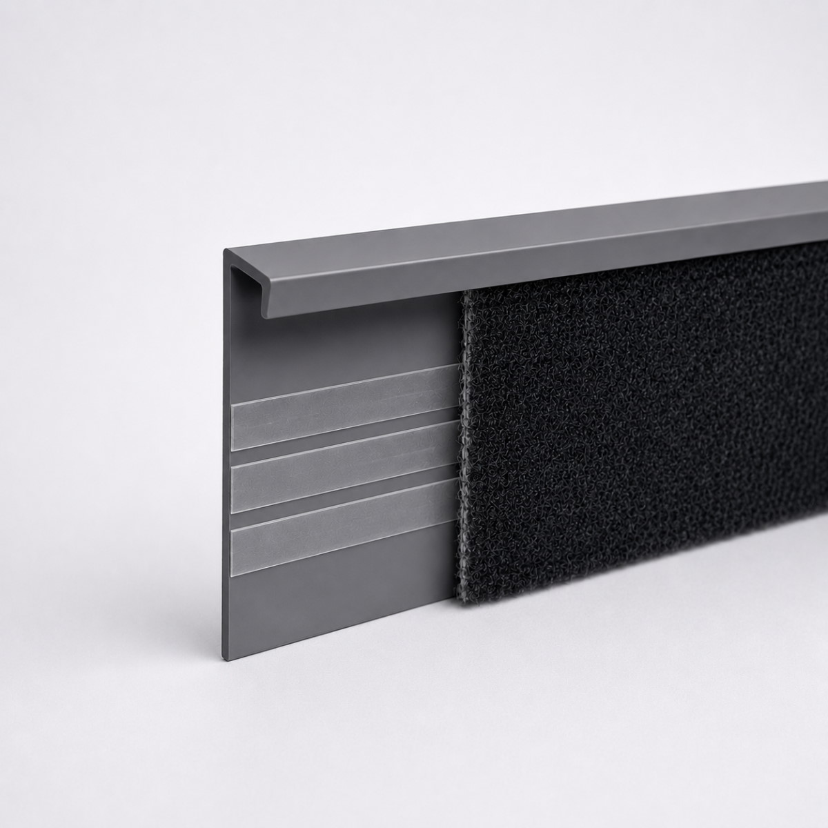 Einklebeleiste Teppichleiste Grau ohne Steg 55 x 2500 mm