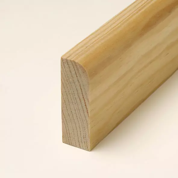 solid wood skirting 80mm with rounded front edge varnished pine