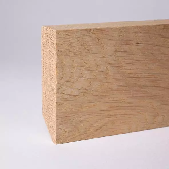 Vierkant Massivholz-Sockelleiste 60mm - Eiche roh
