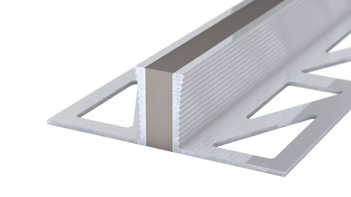 Aluminium expansion joint profile - EPDM joint - for 15mm coverings - Grey 2.5m