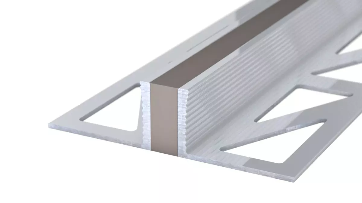 Aluminium expansion joint profile - EPDM joint - for 12.5mm decking - Grey 2.5m