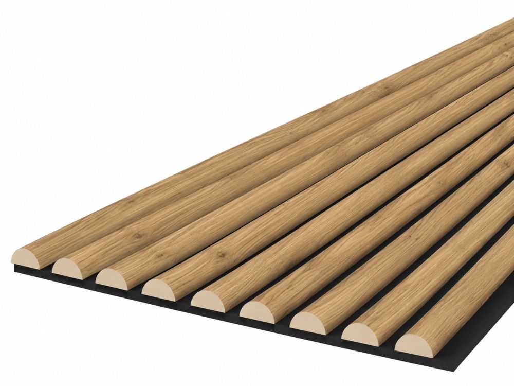 Pannello acustico WAVE 2600 x 400 mm - Feltro acustico nero - Oak natural