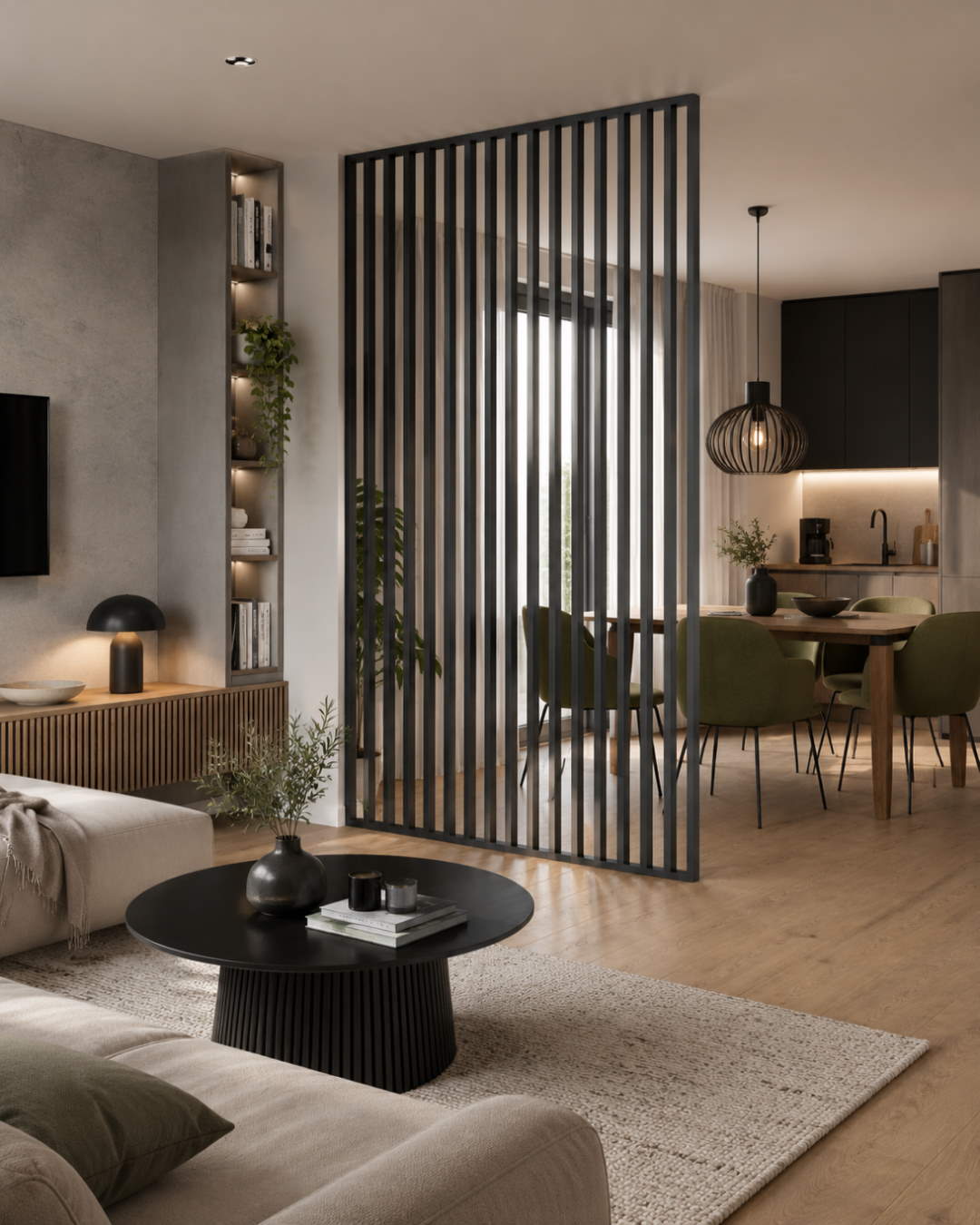 Separador de ambientes / pared de lamas 580 x 2750 x 65 mm Gris/antracita