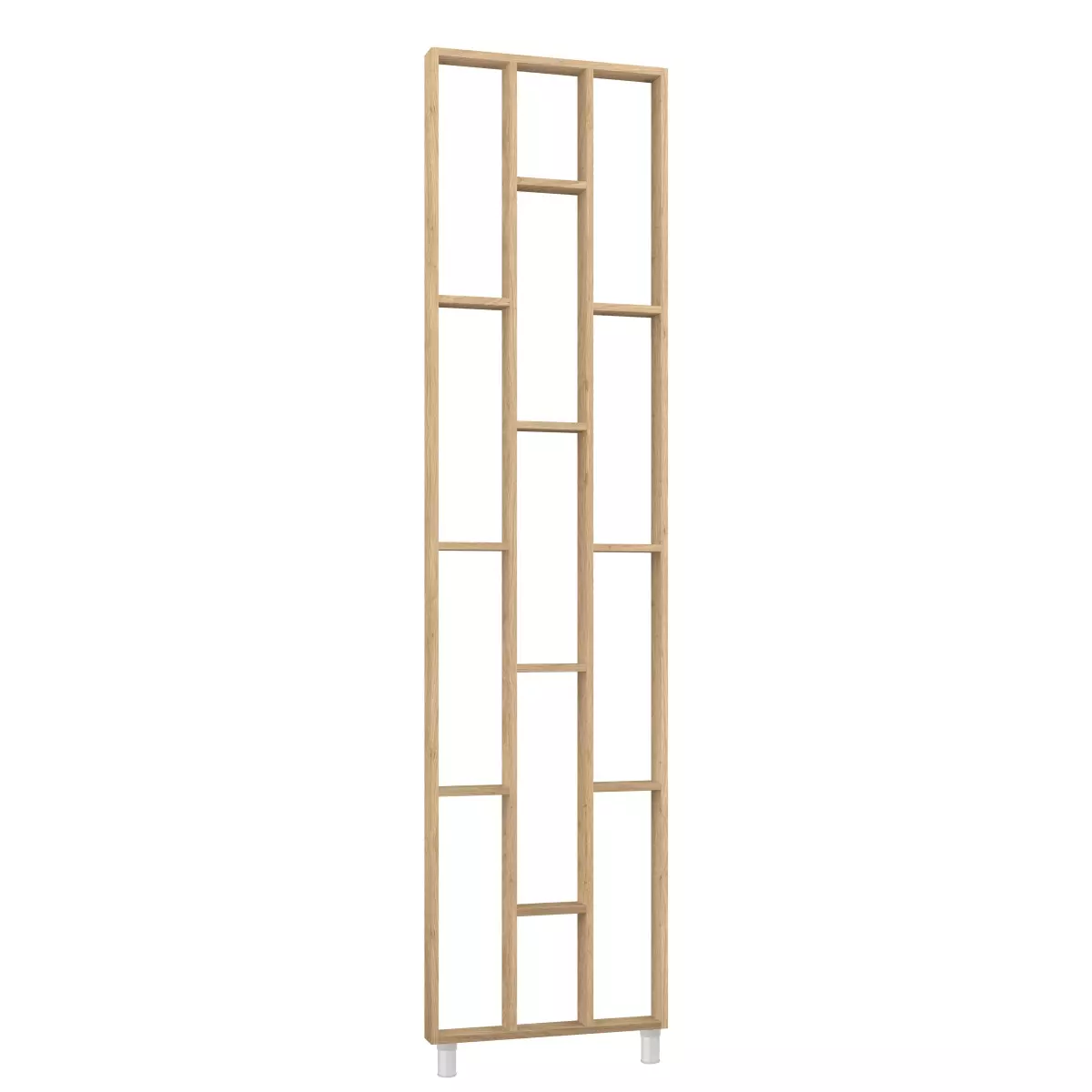Design Raumteiler, Regalsystem 75 x 634 x 2500 mm - Eiche natur