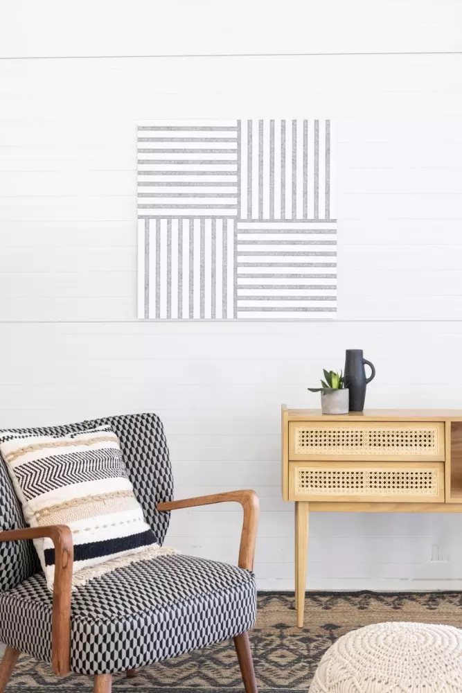 Akustikpaneel 400 x 400 mm Weiß - Akustikfilz Grau - Wandverkleidung