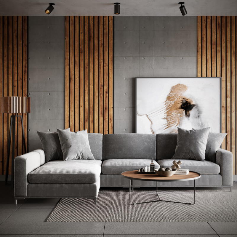 Pannello acustico LX 2600 x 400 mm - Feltro acustico nero - Rovere rustico