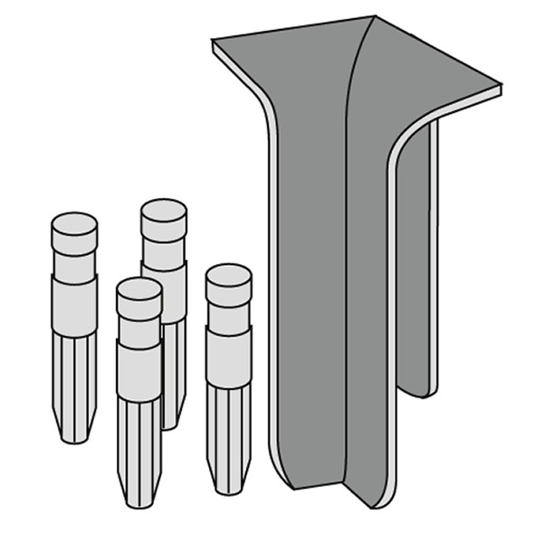 inner corner for metal skirting for gluing in place - black