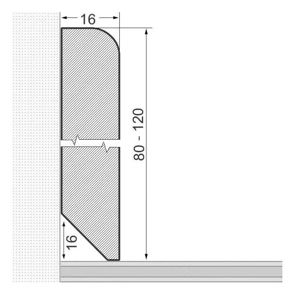 Solid wood skirting board 80x16mm rounded - oak oiled