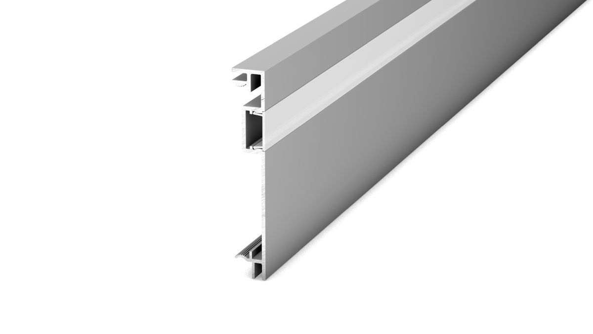 Metal LED-skirting 80 x 13mm - Aluminum silver