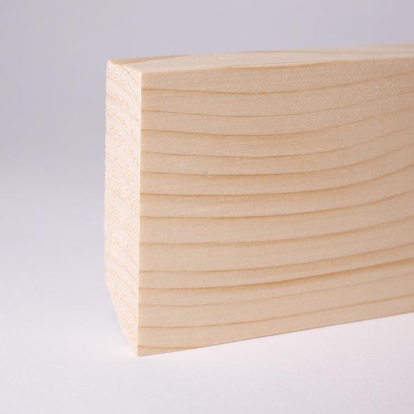 Vierkant Massivholz-Sockelleiste 60mm - Kiefer roh