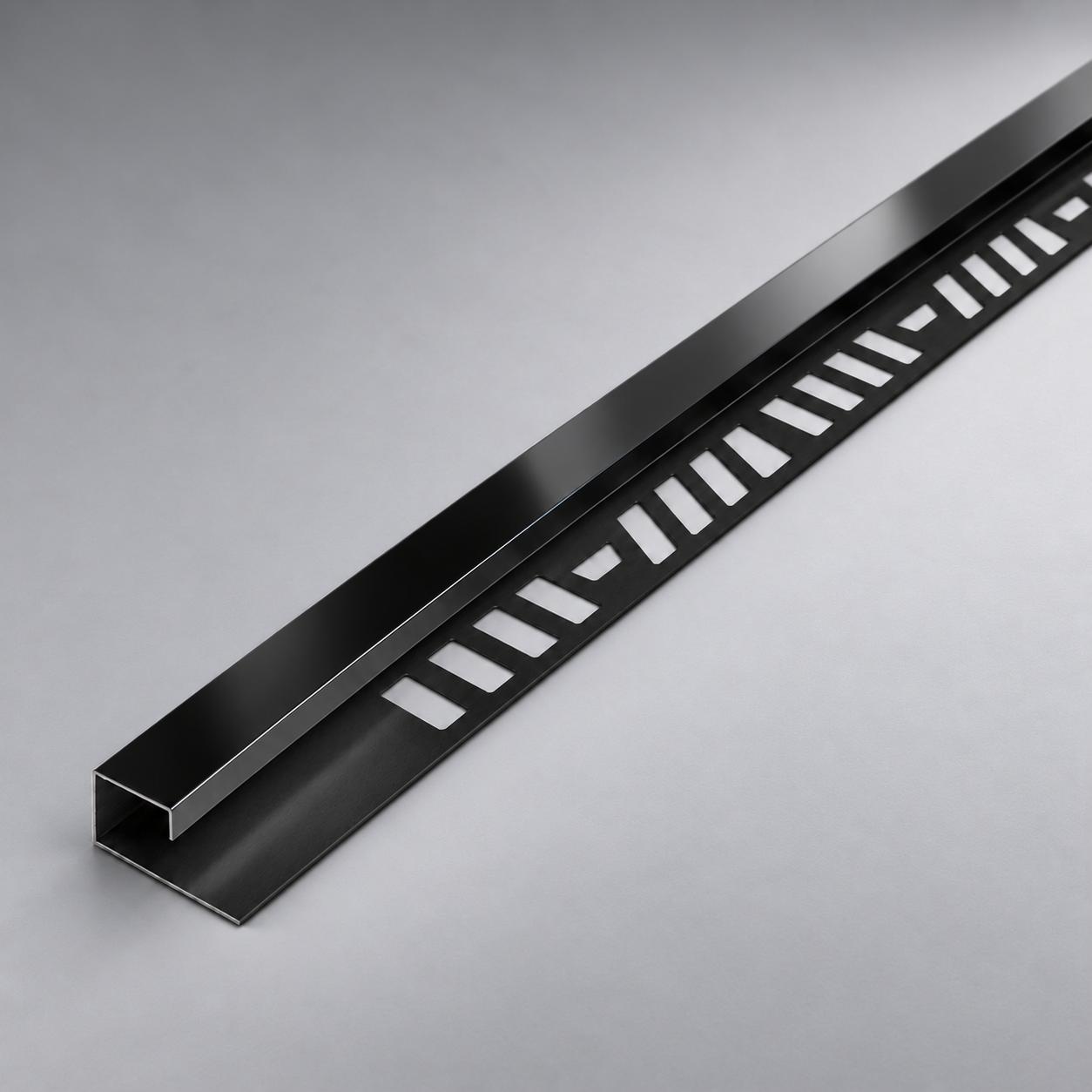 Profilo quadrato in acciaio inossidabile “tipo Q” da 14 mm con scanalatura – Nero lucido