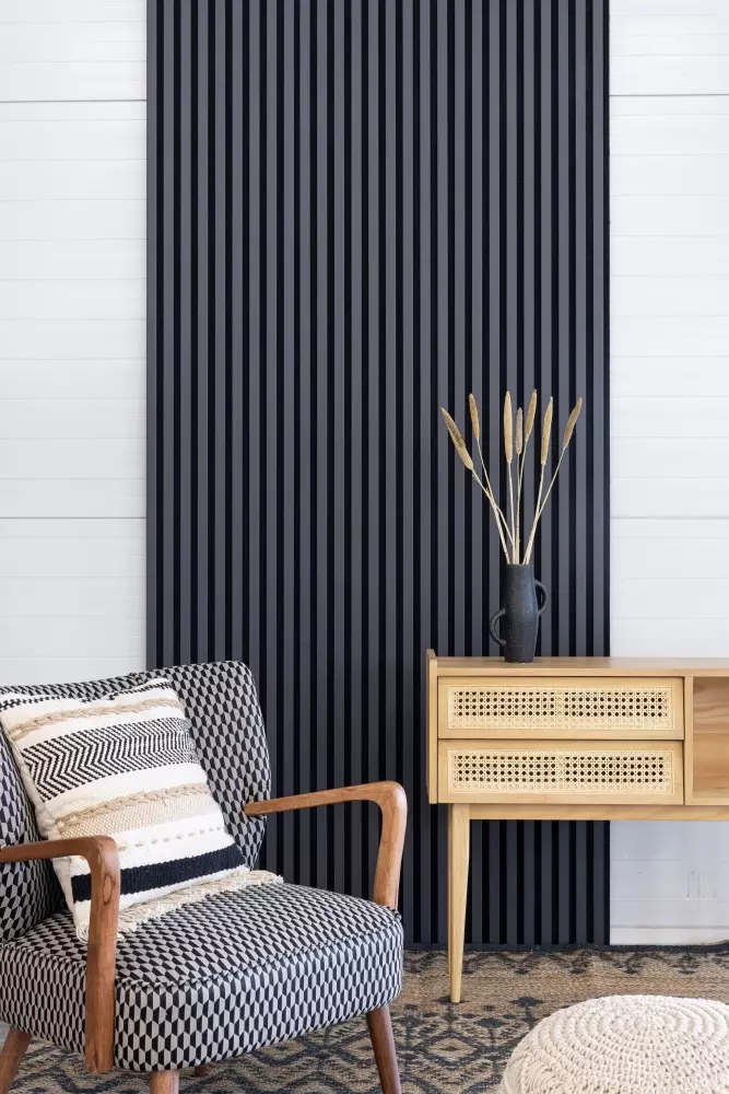 Acoustic panel 2600 x 400 mm Grey Anthracite - Black acoustic felt - Wall panelling