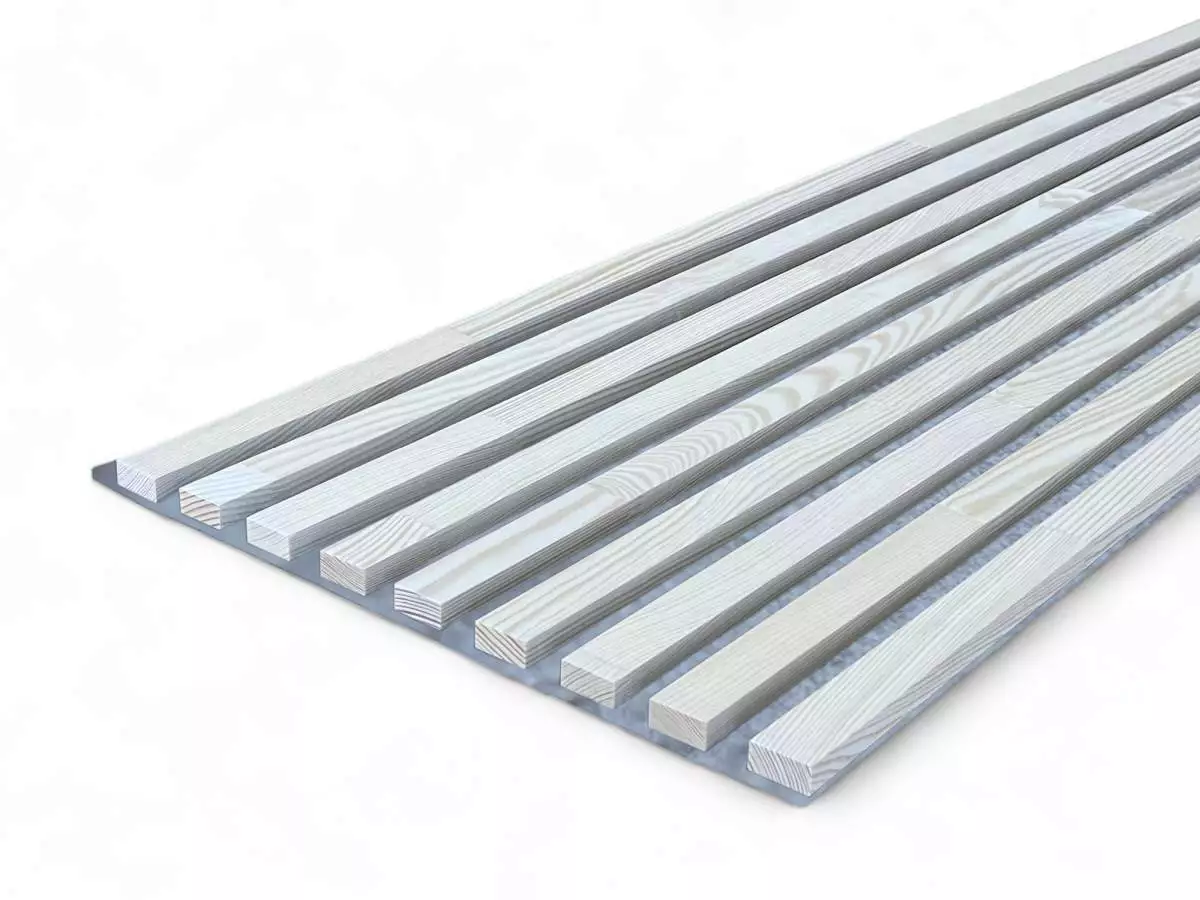 Massivholz Akustikpaneele Grau 2600 x 400 mm Kiefer - Light White