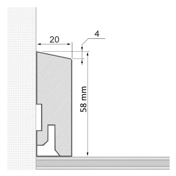 Solid wood skirting board 58 mm bevelled - oiled alder