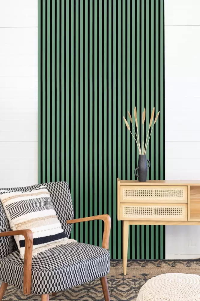 Akustikpaneel 3000 x 400 mm Mint - Akustikfilz  Schwarz - Wandverkleidung