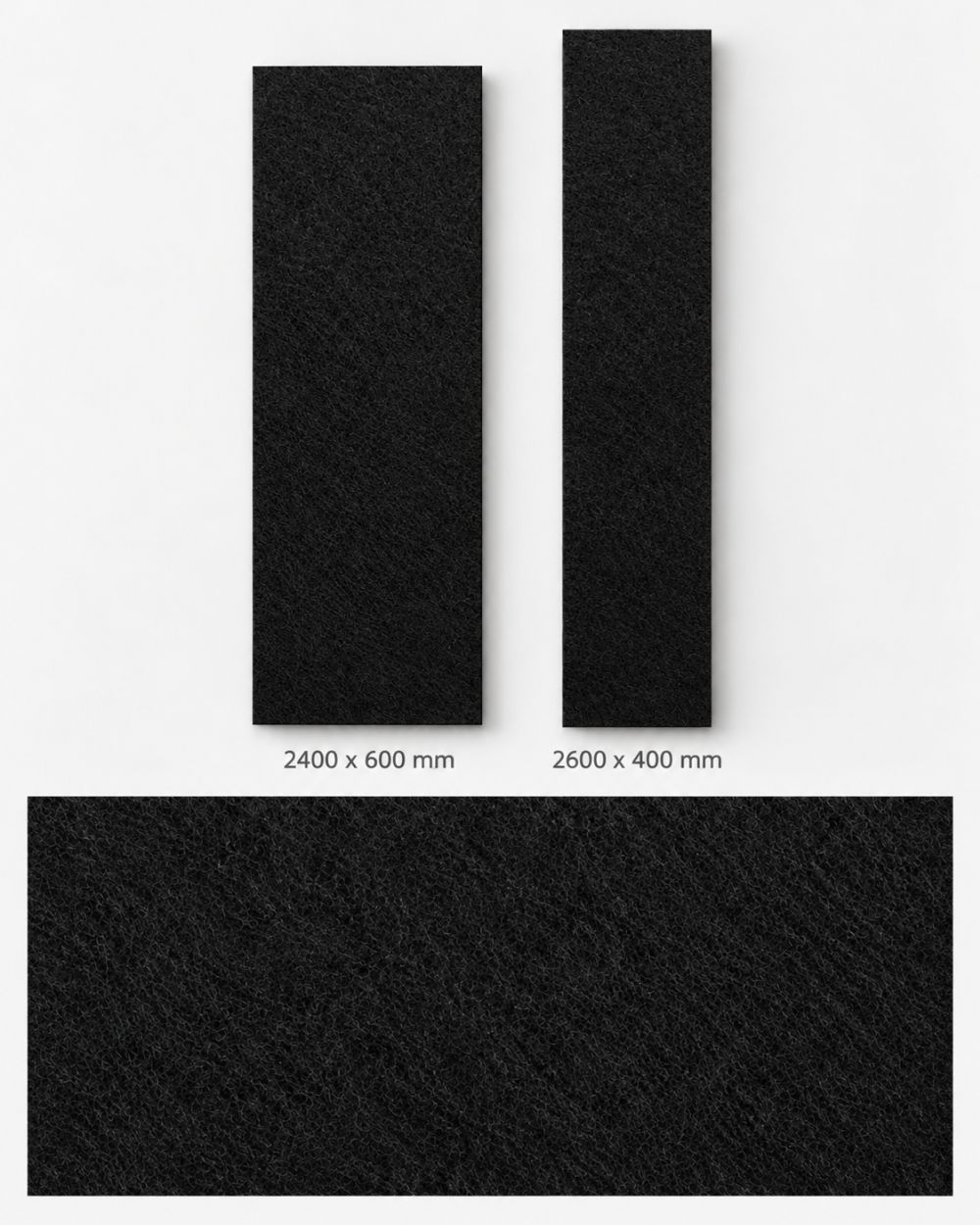 Felt black 2600 x 400 mm