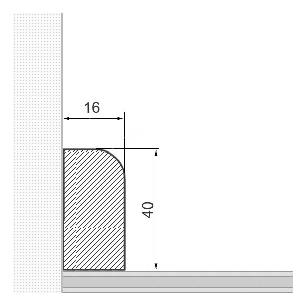 Massivholz-Sockelleiste 40x16mm abgerundet - Eiche roh
