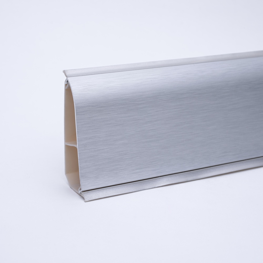 Metal skirting 54mm with sealing lip brushed Aluminum