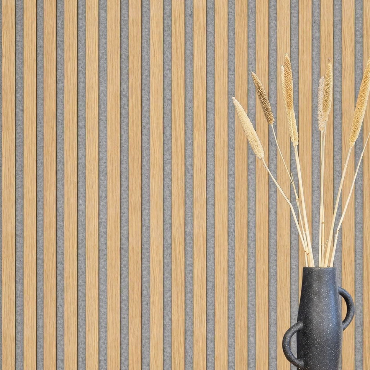 Panel acústico Acoustic+ Premium roble barnizado 400 x 400 mm - Fieltro acústico gris