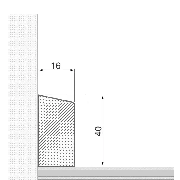 Solid wood skirting board 40x16mm beveled front edge - raw oak