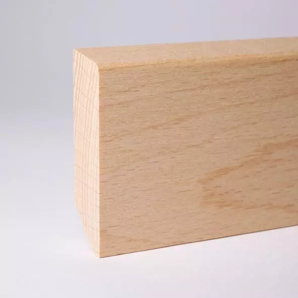 solid wood skirting 80mm with chamfered front edge untreated beech