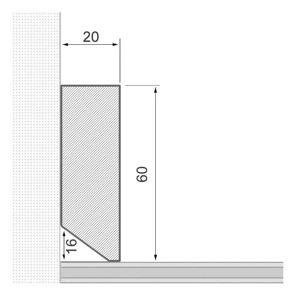 Massivholz-Sockelleiste 60x16mm Vierkant - Eiche roh