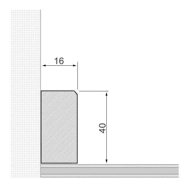 Solid wood skirting board 40x16mm chamfered leading edge  - oak oiled