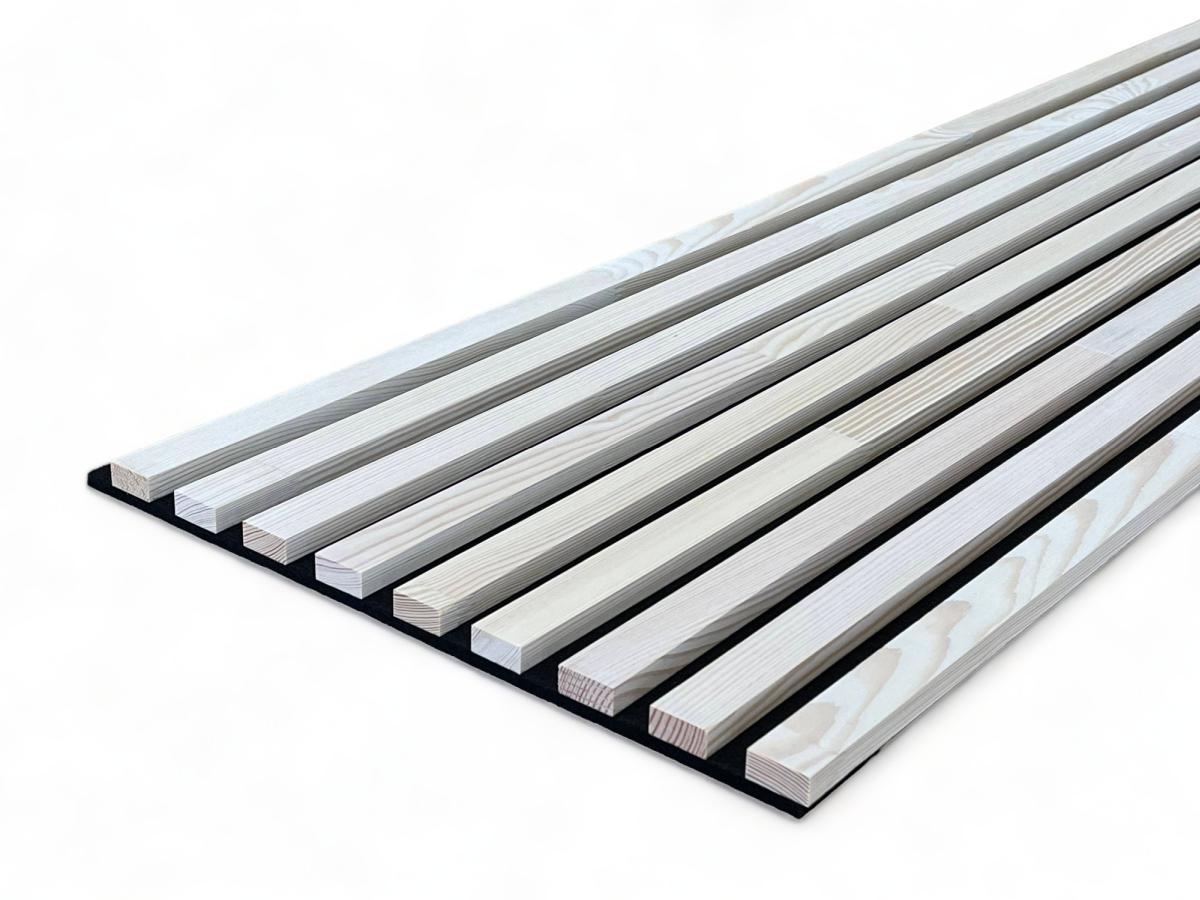 Acoustic+ Massivholz Akustikpaneel Schwarz 2600 x 400 mm - Kiefer - Polar White