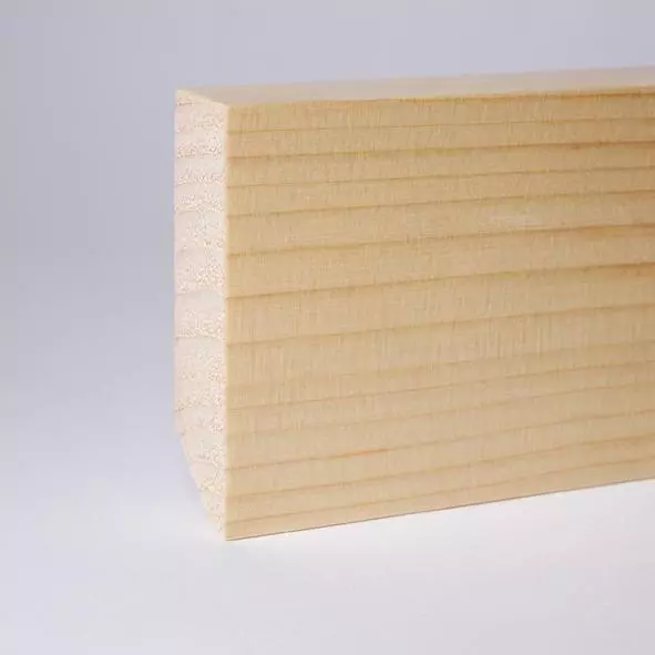 Vierkant Massivholz-Sockelleiste 60mm - Kiefer gelackt