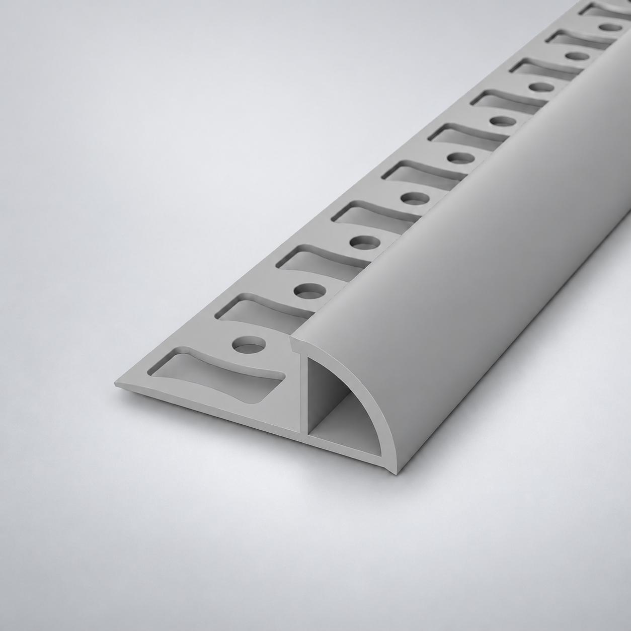 Profilo triangolare in PVC per piastrelle  a quarto di tondo 8mm grigio