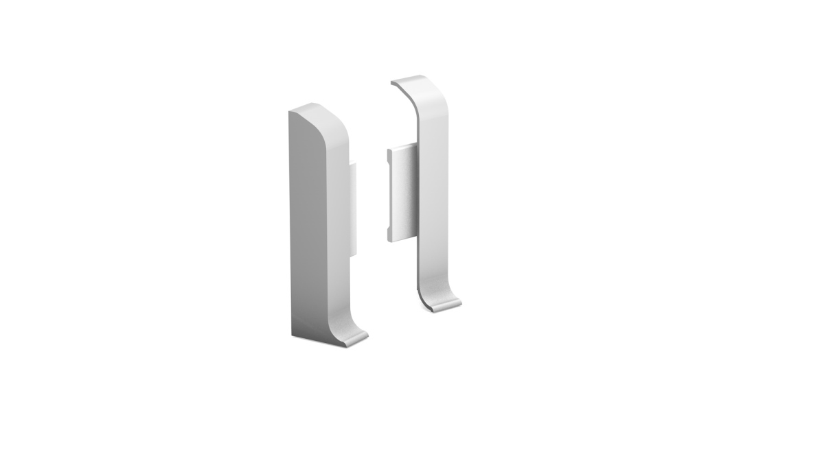 end caps for metal clip skirtings silver