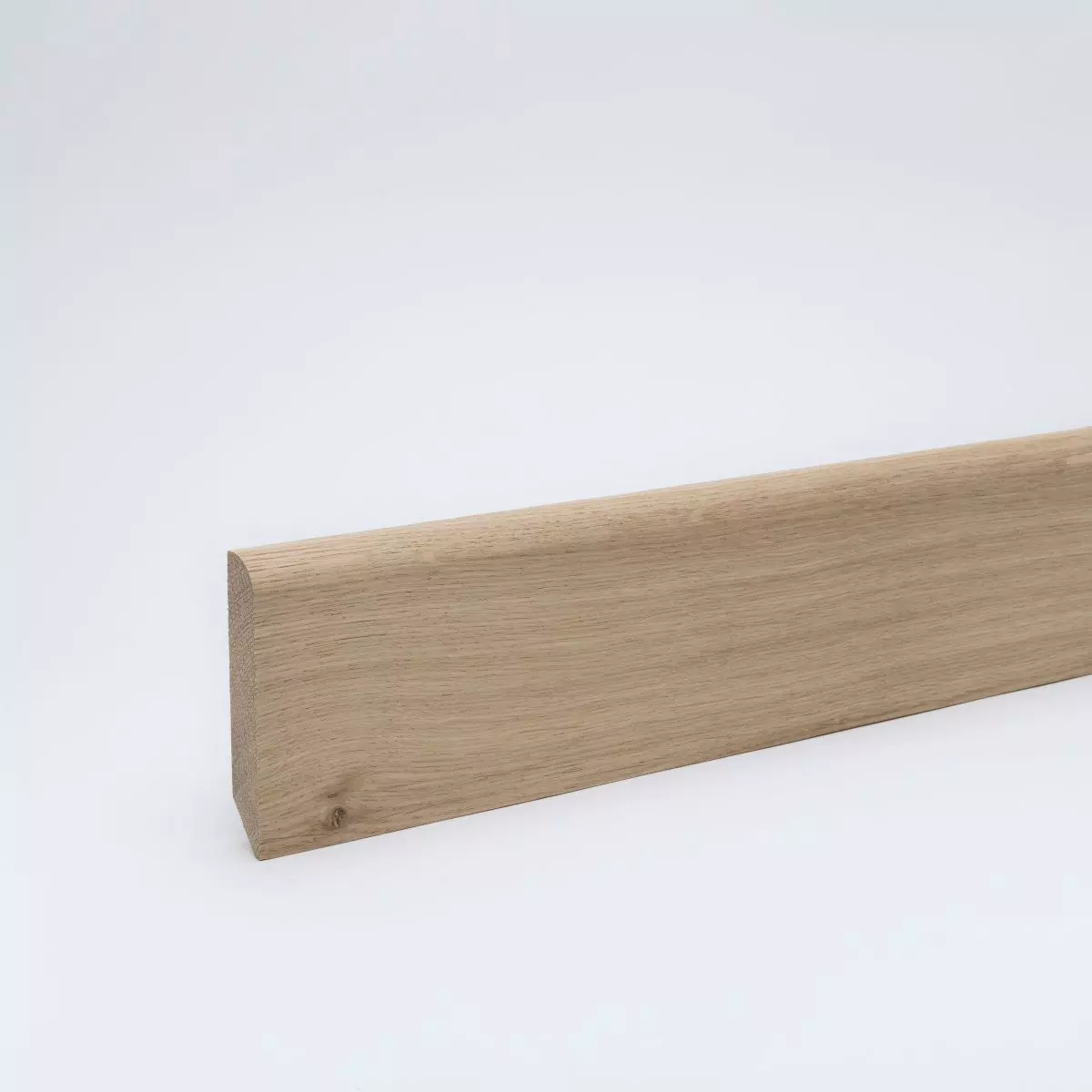 Solid wood skirting board 80x16mm rounded - raw oak