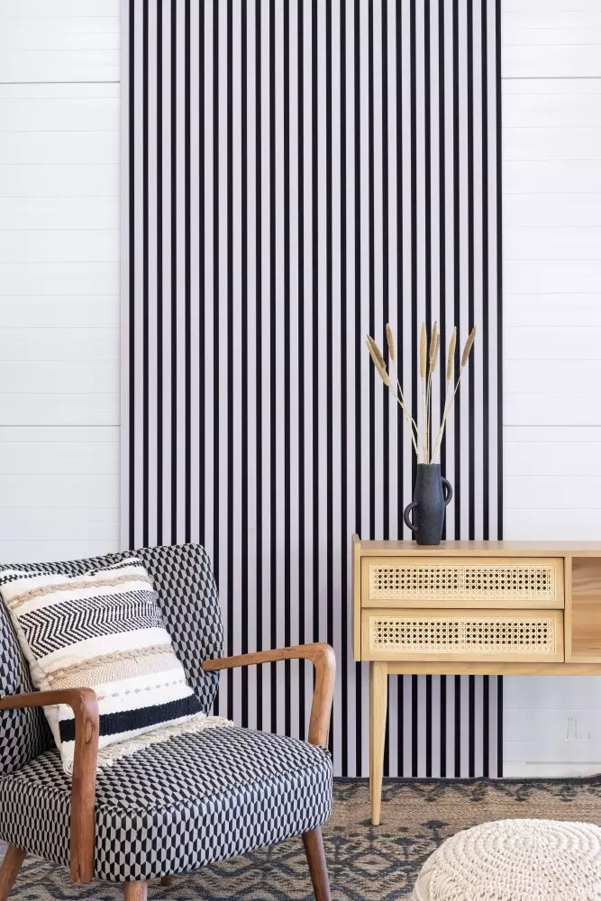 Acoustic panel 3000 x 400 mm Rose - Black acoustic felt - wall cladding