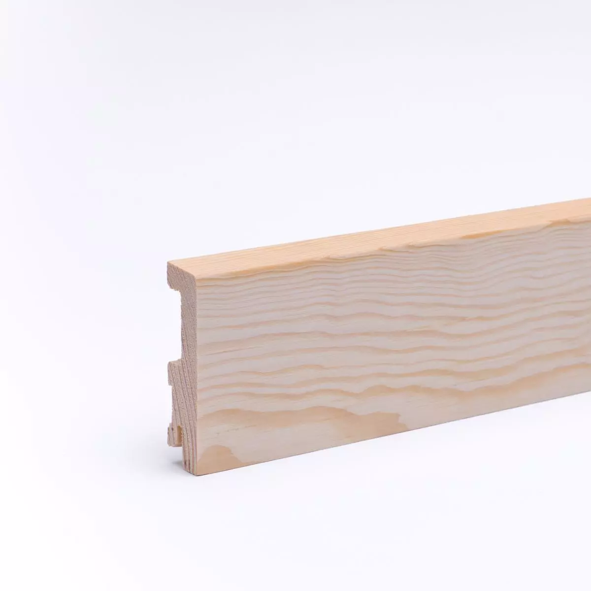 Solid wood skirting 80mm with chamfered front edge untreated pine