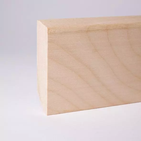 Solid wood skirting 80 mm with chamfered front edge untreated maple