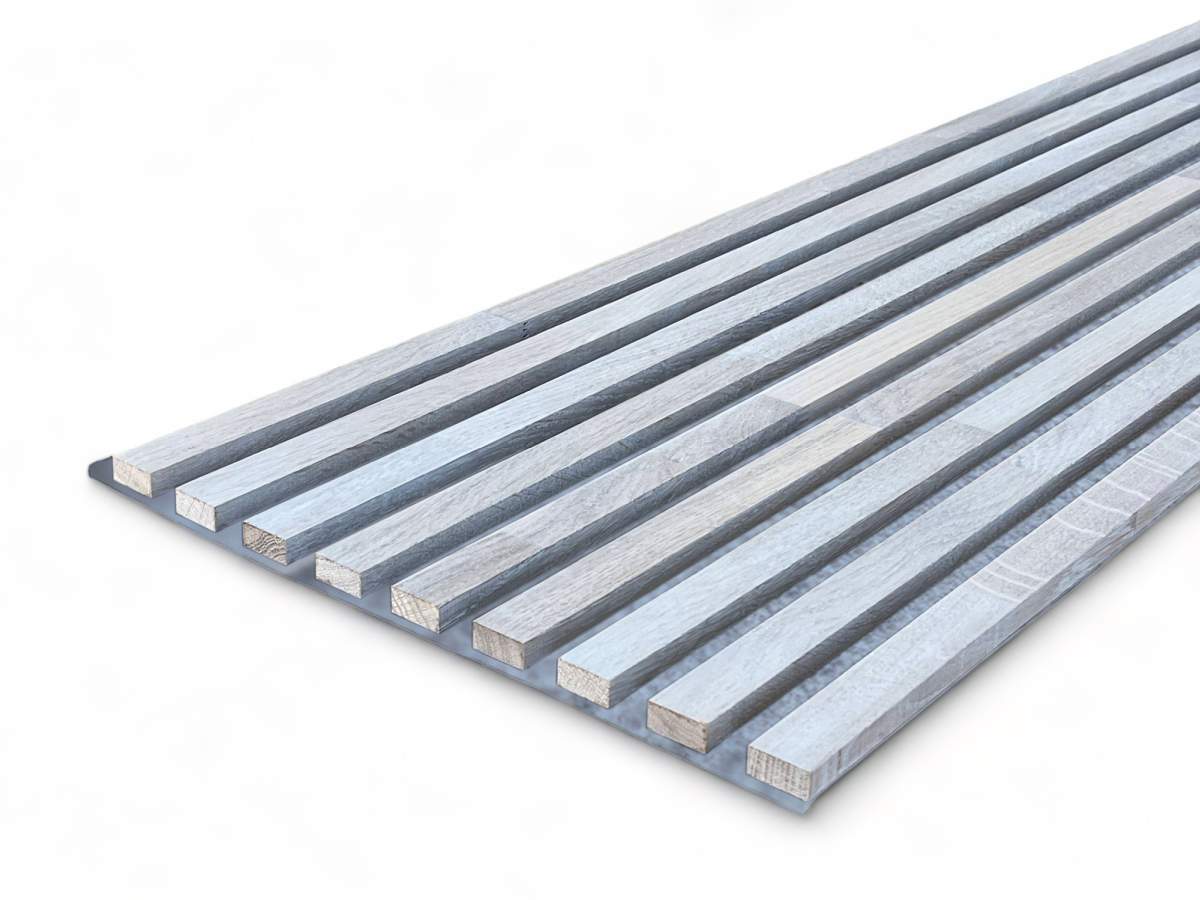 Massivholz Akustikpaneele Grau 2600 x 400 mm Eiche natur - Moon White