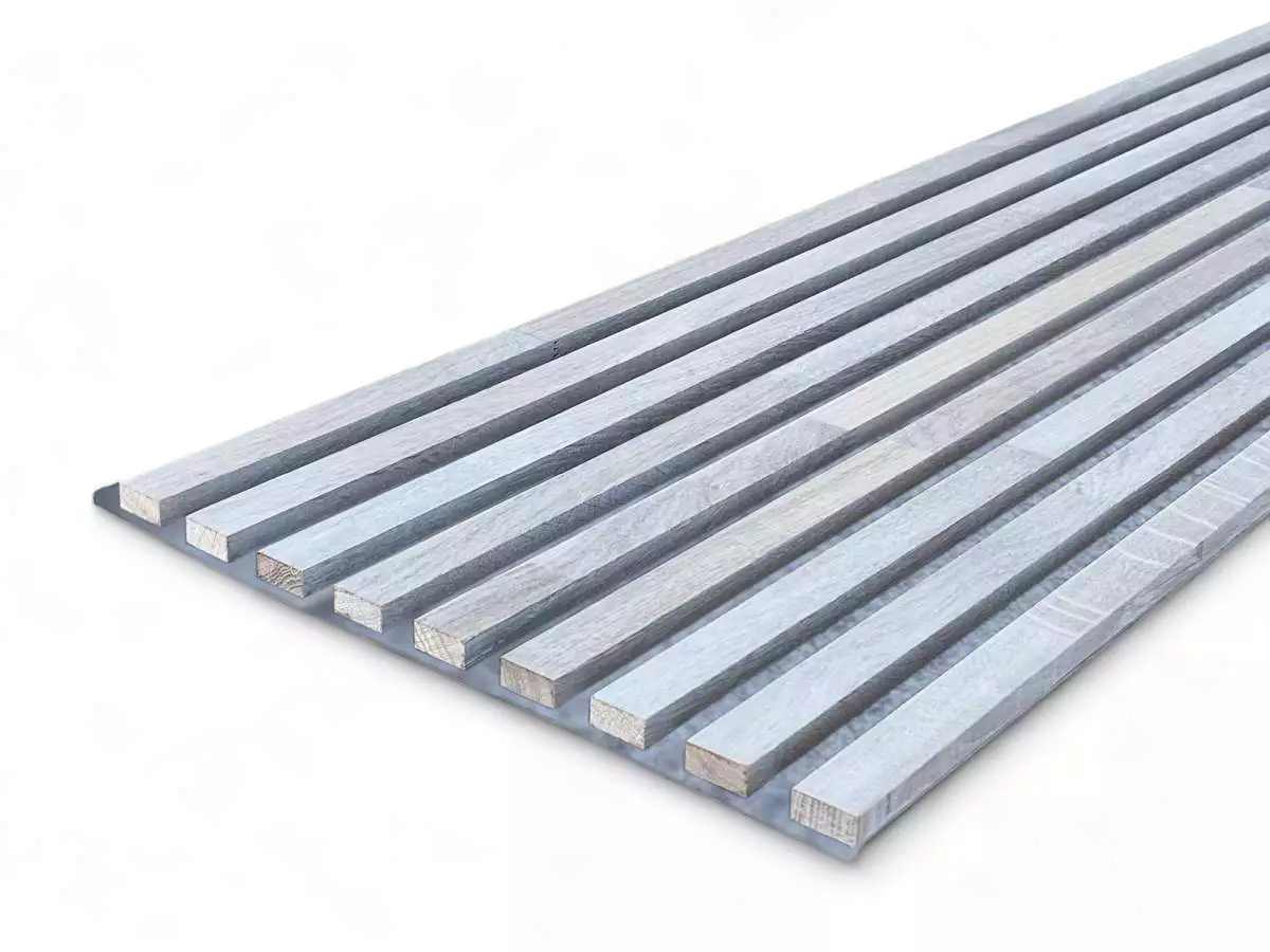 Massivholz Akustikpaneele Grau 2600 x 400 mm Eiche natur - Moon White