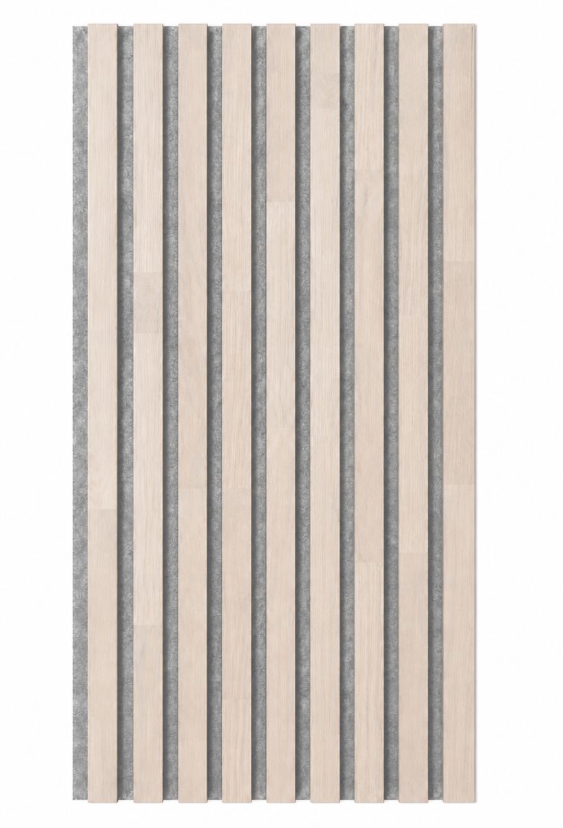 Acoustic+ Massivholz Akustikpaneel Grau 2600 x 400 mm - Eiche Natur - Scandic