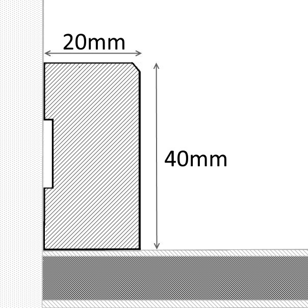 Massivholz-Sockelleiste 40mm gefaste Vorderkante - Eiche roh