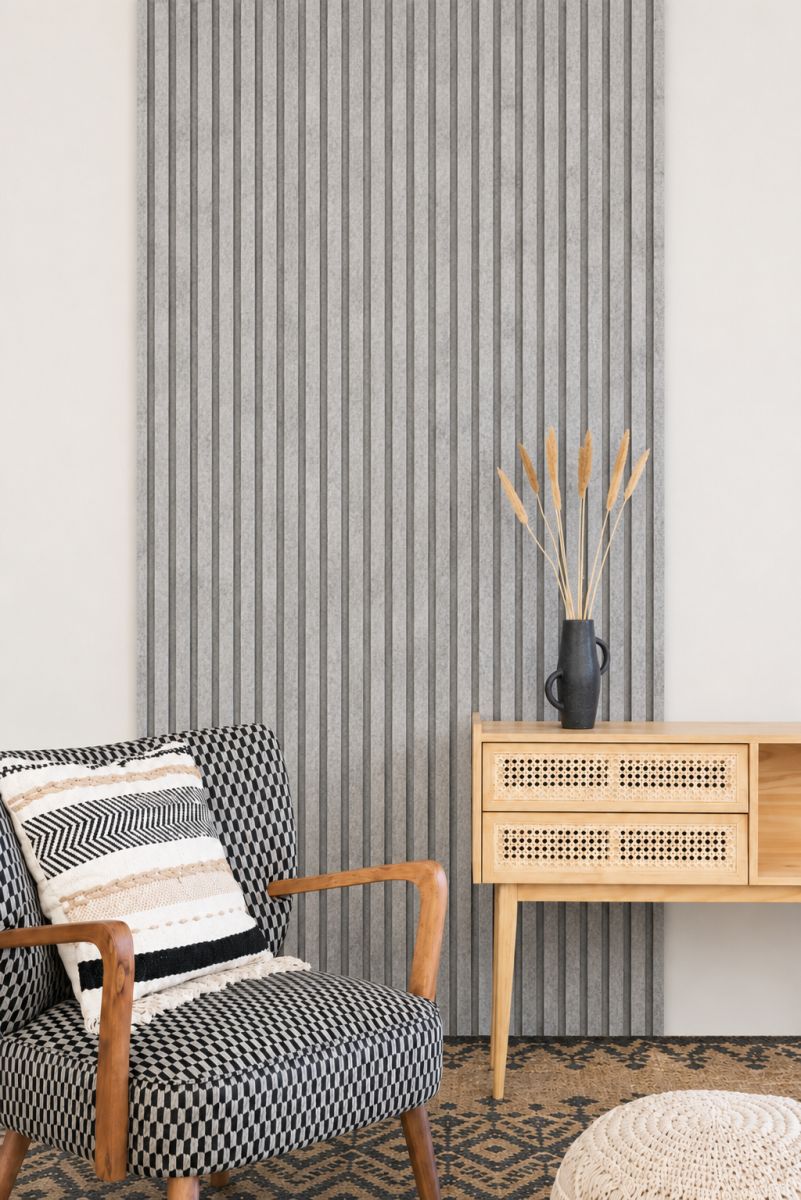 Acoustic+ Akustikpaneel Beton 2600 x 400 mm - Akustikfilz Grau
