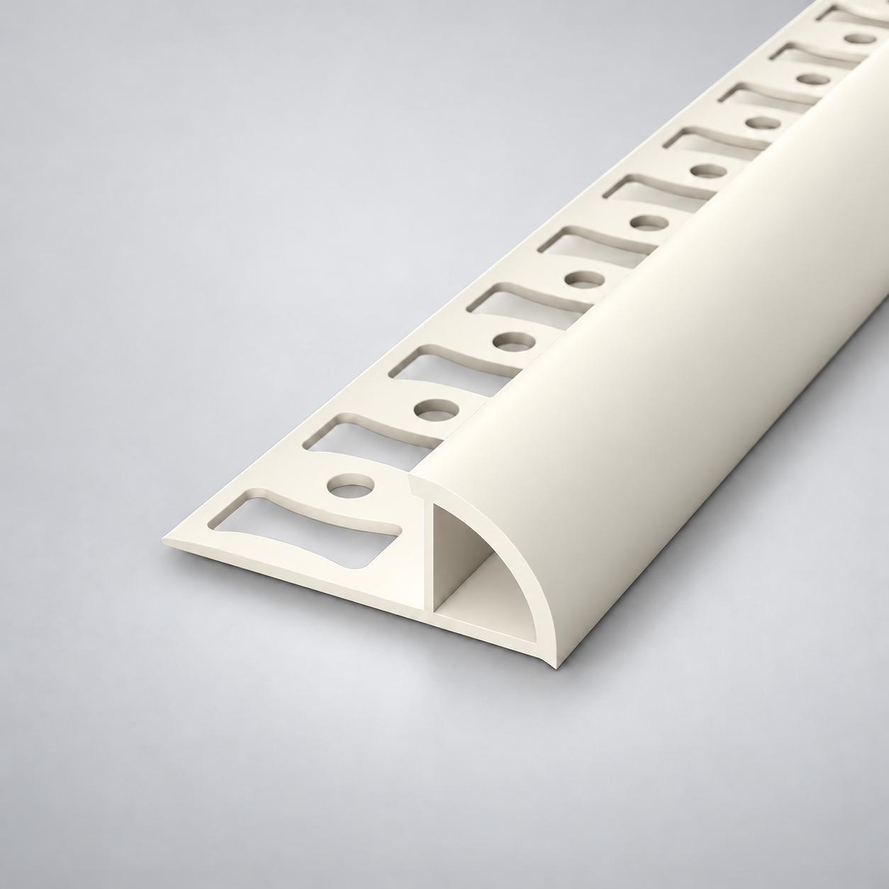 Profilo triangolare in PVC per piastrelle  a quarto di tondo 8mm Avorio