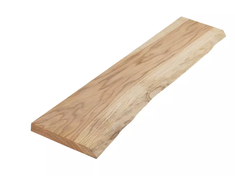 Rustic oak board on one side, tree edge - depth 25 cm, oiled surface