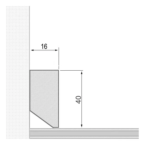 Massivholz-Sockelleiste 40x16mm Vierkant - Eiche roh
