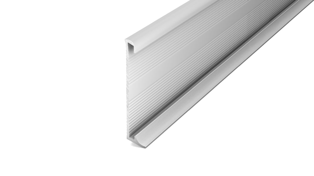 Aluminum skirting board 378 with insertion 2-3 mm - silver