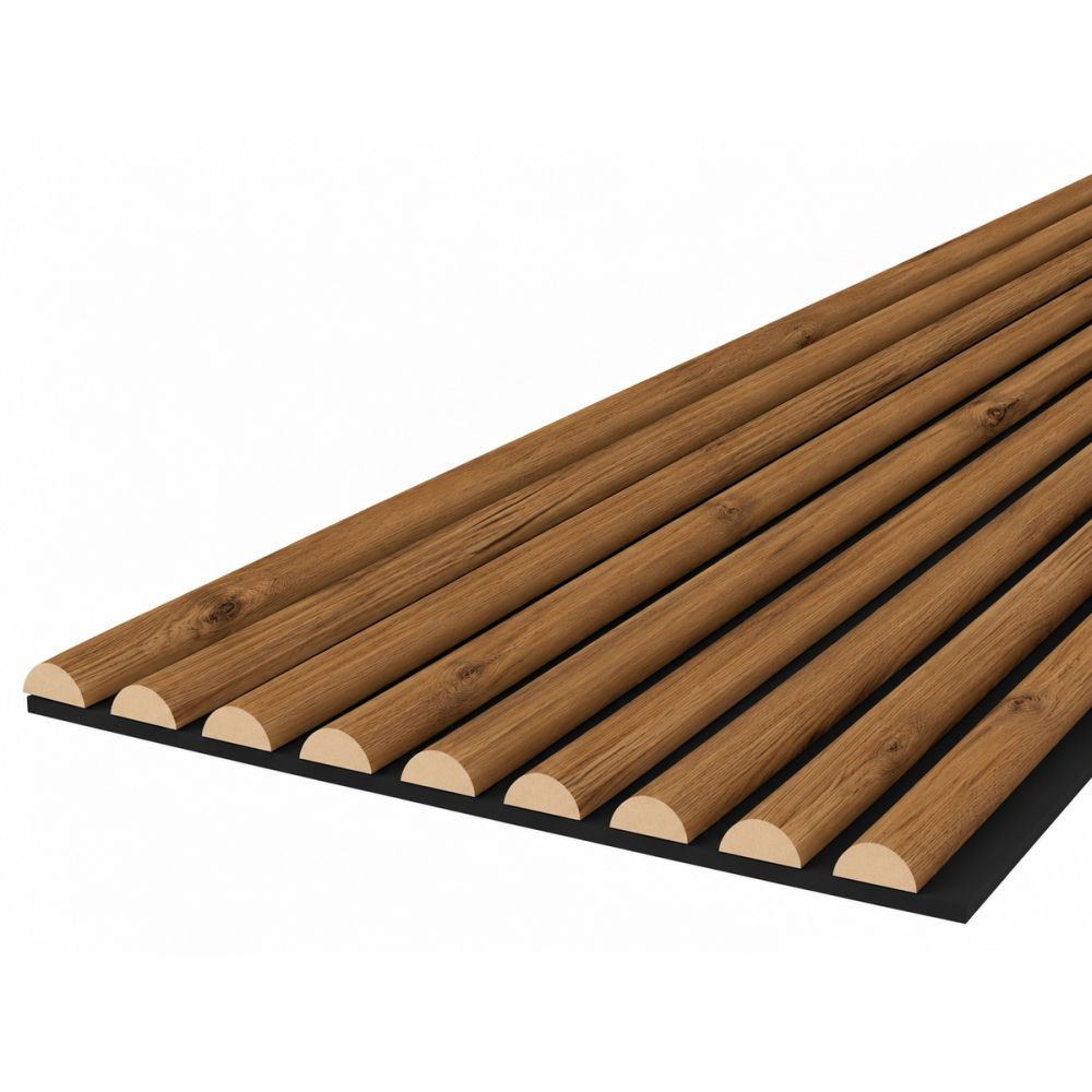 Pannello acustico WAVE 2600 x 400 mm - Feltro acustico nero - Rovere rustico