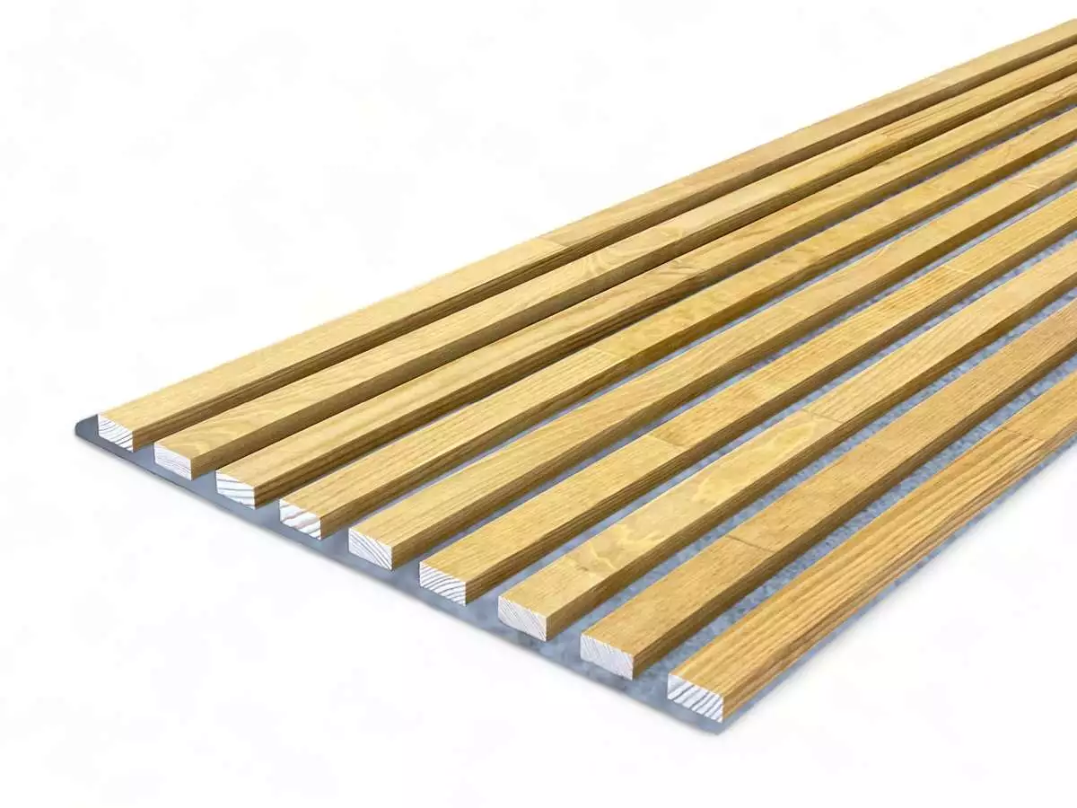 Solid wood acoustic Panel Greys 2600 x 400 mm pine - teak-oil