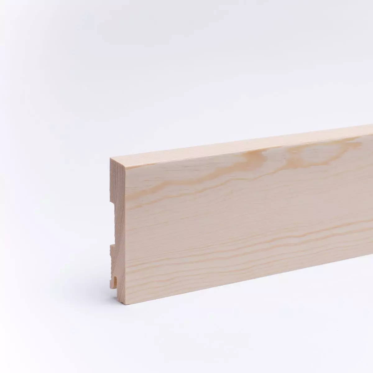 Solid wood skirting 100mm with chamfered front edge varnished pine